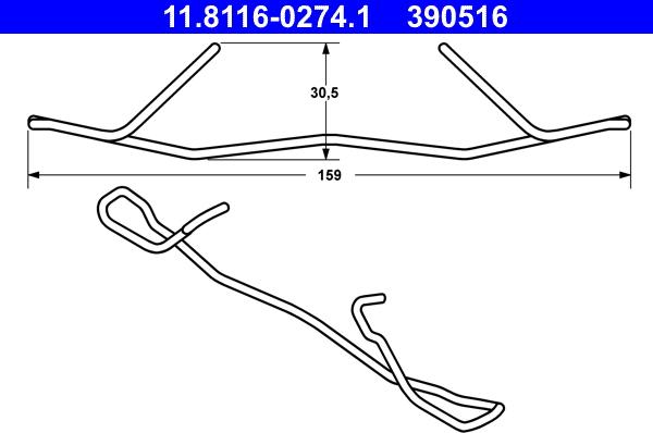 ATE 11.8116-0274.1 - Spring, brake caliper parts5.com