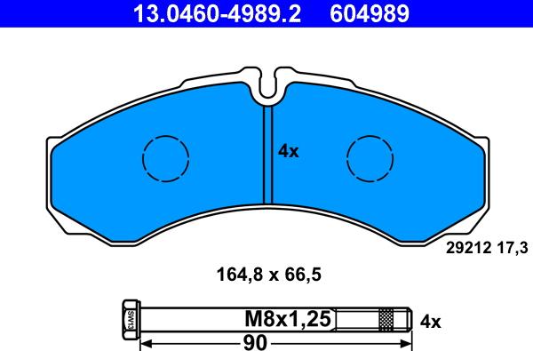 ATE 13.0460-4989.2 - Set placute frana,frana disc parts5.com