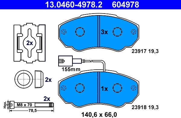 ATE 13.0460-4978.2 - Brake Pad Set, disc brake parts5.com