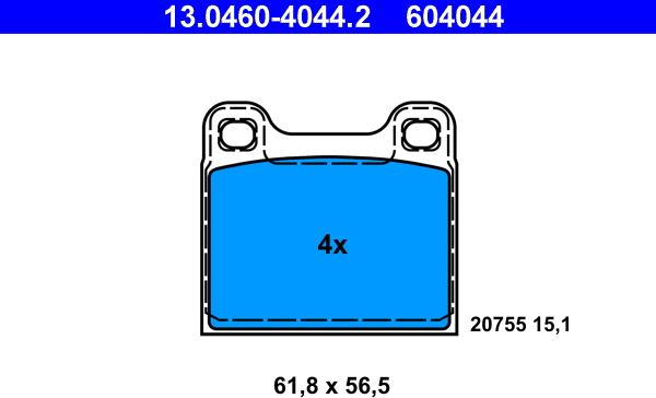 ATE 13.0460-4044.2 - Kit de plaquettes de frein, frein à disque parts5.com