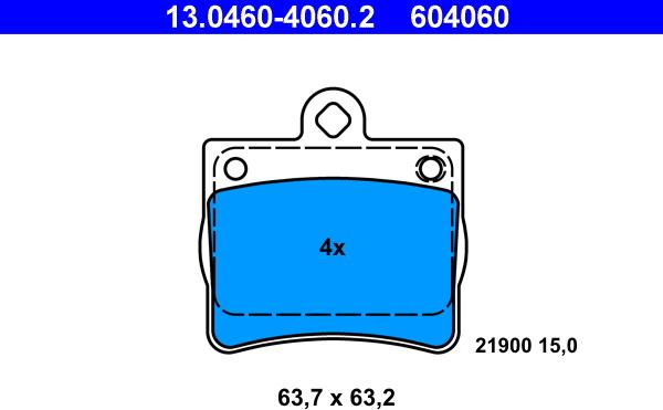 ATE 13.0460-4060.2 - Juego de pastillas de freno parts5.com