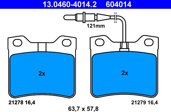 ATE 13.0460-4014.2 - Set placute frana,frana disc parts5.com