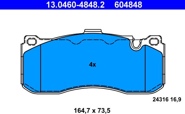 ATE 13.0460-4848.2 - Juego de pastillas de freno parts5.com