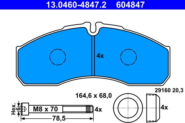 ATE 13.0460-4847.2 - Set placute frana,frana disc parts5.com