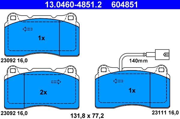 ATE 13.0460-4851.2 - Juego de pastillas de freno parts5.com