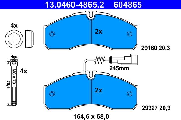 ATE 13.0460-4865.2 - Brake Pad Set, disc brake parts5.com