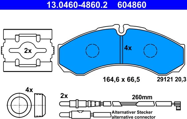 ATE 13.0460-4860.2 - Set placute frana,frana disc parts5.com