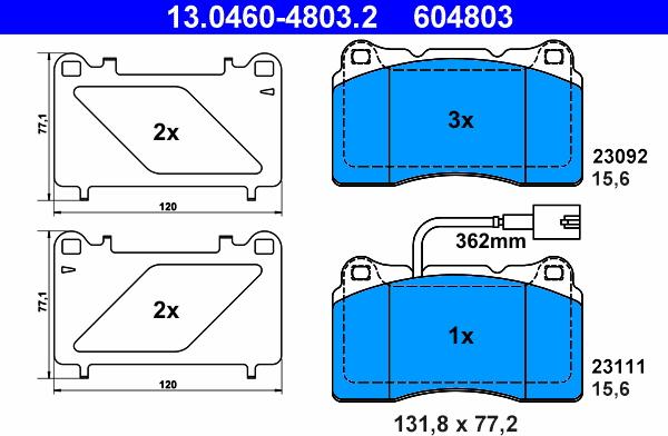 ATE 13.0460-4803.2 - Juego de pastillas de freno parts5.com