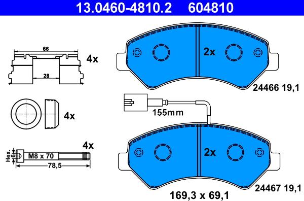 ATE 13.0460-4810.2 - Set placute frana,frana disc parts5.com