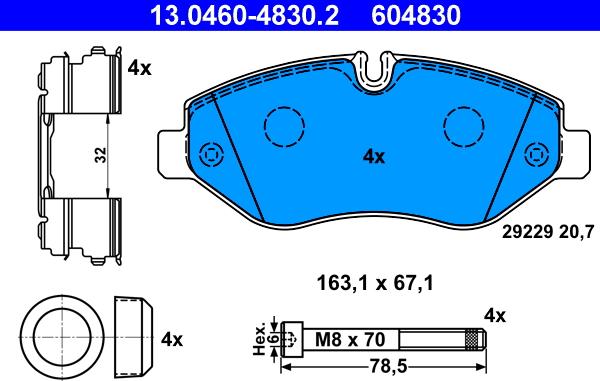 ATE 13.0460-4830.2 - Kit de plaquettes de frein, frein à disque parts5.com