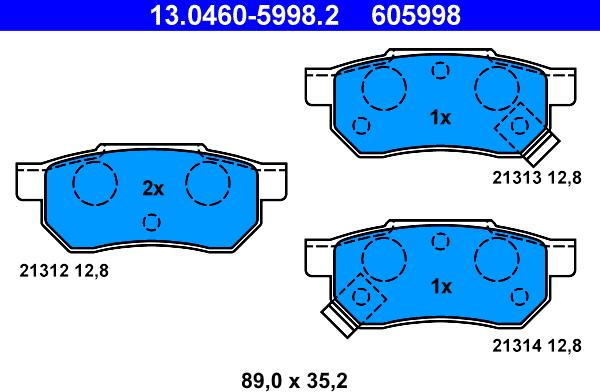 ATE 13.0460-5998.2 - Juego de pastillas de freno parts5.com