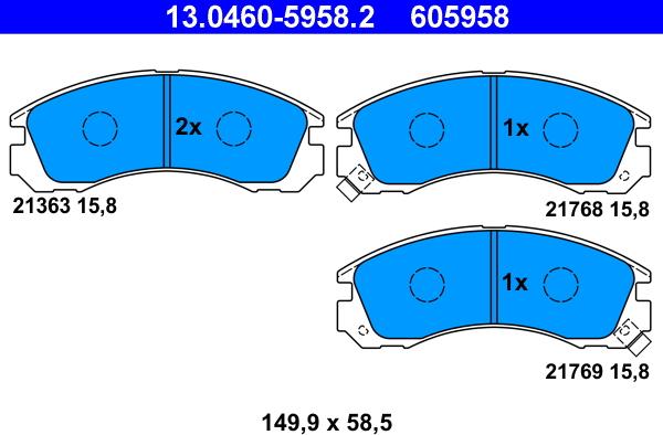 ATE 13.0460-5958.2 - Fékbetétkészlet, tárcsafék parts5.com