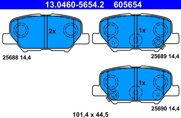 ATE 13.0460-5654.2 - Juego de pastillas de freno parts5.com