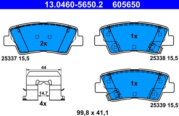 ATE 13.0460-5650.2 - Juego de pastillas de freno parts5.com