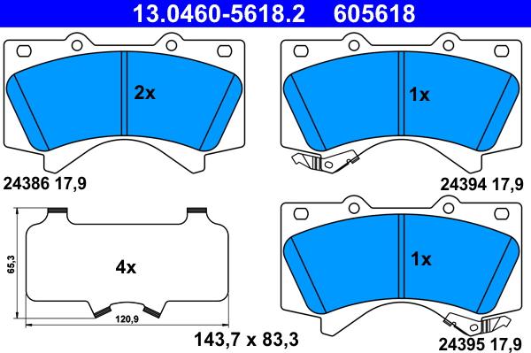 ATE 13.0460-5618.2 - Juego de pastillas de freno parts5.com