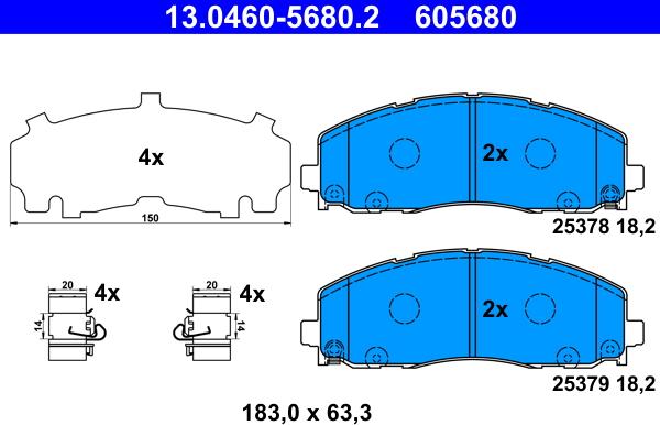 ATE 13.0460-5680.2 - Juego de pastillas de freno parts5.com