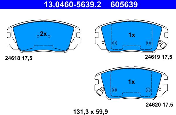 ATE 13.0460-5639.2 - Juego de pastillas de freno parts5.com