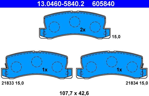 ATE 13.0460-5840.2 - Тормозные колодки, дисковые, комплект parts5.com