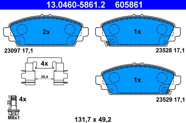 ATE 13.0460-5861.2 - Brake Pad Set, disc brake parts5.com