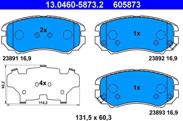 ATE 13.0460-5873.2 - Juego de pastillas de freno parts5.com