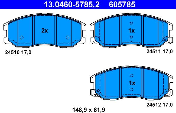 ATE 13.0460-5785.2 - Set placute frana,frana disc parts5.com