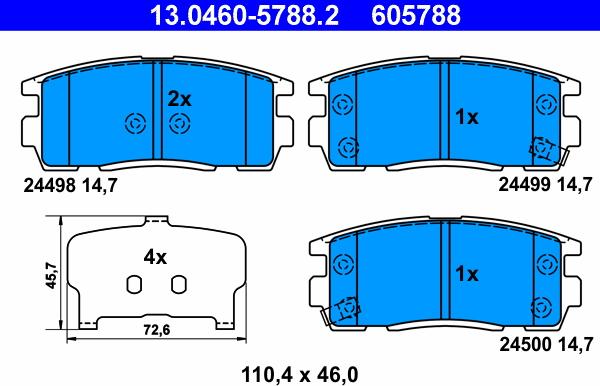 ATE 13.0460-5788.2 - Juego de pastillas de freno parts5.com