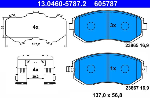 ATE 13.0460-5787.2 - Zestaw klocków hamulcowych, hamulce tarczowe parts5.com