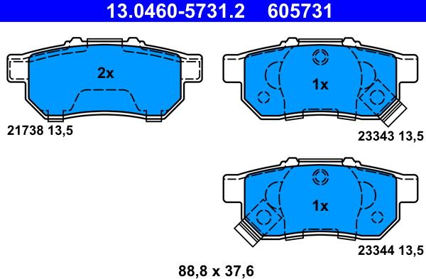 ATE 13.0460-5731.2 - Juego de pastillas de freno parts5.com