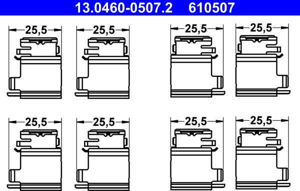 ATE 13.0460-0507.2 - Kompletni pribor,torna obloga kolutne zavore parts5.com