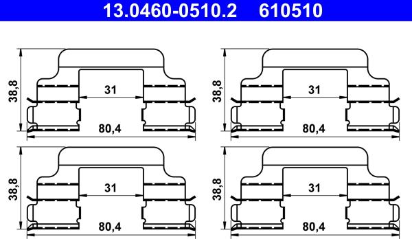 ATE 13.0460-0510.2 - Kit de accesorios, pastillas de frenos parts5.com