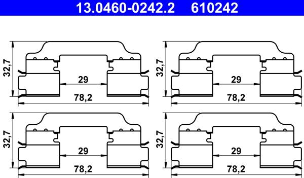 ATE 13.0460-0242.2 - Sada příslušenství, obložení kotoučové brzdy parts5.com