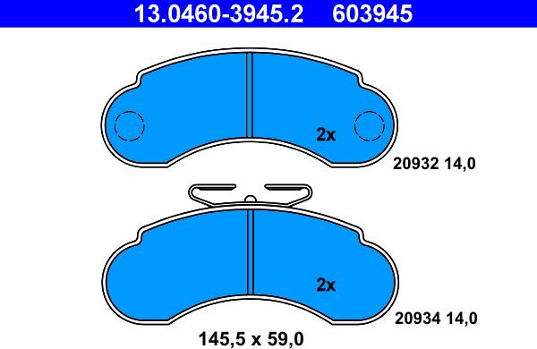 ATE 13.0460-3945.2 - Fékbetétkészlet, tárcsafék parts5.com