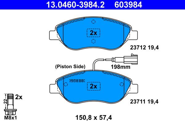 ATE 13.0460-3984.2 - Set placute frana,frana disc parts5.com