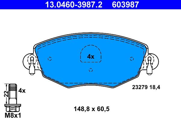 ATE 13.0460-3987.2 - Set placute frana,frana disc parts5.com