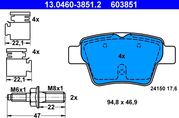 ATE 13.0460-3851.2 - Brake Pad Set, disc brake parts5.com