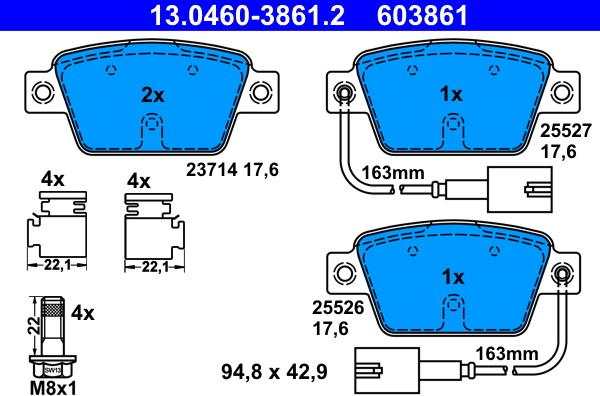 ATE 13.0460-3861.2 - Fékbetétkészlet, tárcsafék parts5.com