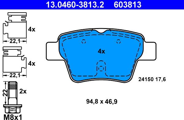 ATE 13.0460-3813.2 - Fren balata seti, diskli fren parts5.com