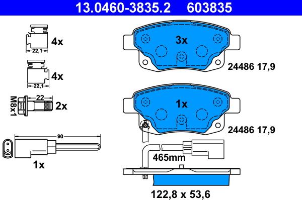 ATE 13.0460-3835.2 - Set placute frana,frana disc parts5.com