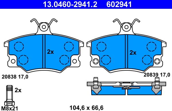 ATE 13.0460-2941.2 - Juego de pastillas de freno parts5.com