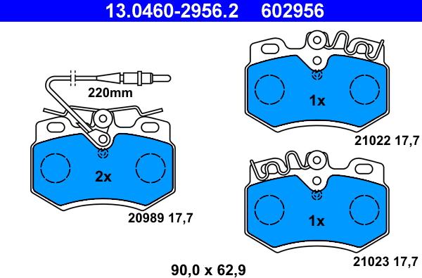 ATE 13.0460-2956.2 - Piduriklotsi komplekt,ketaspidur parts5.com