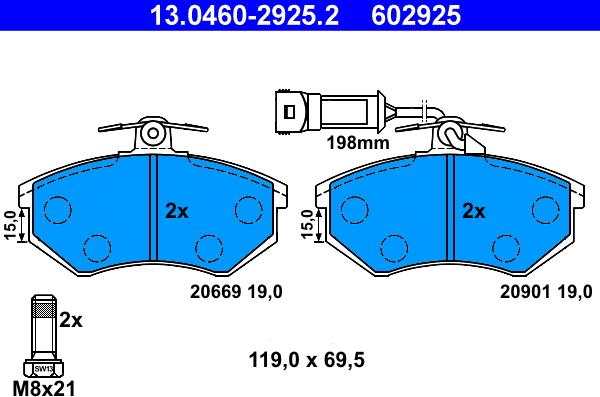 ATE 13.0460-2925.2 - Juego de pastillas de freno parts5.com