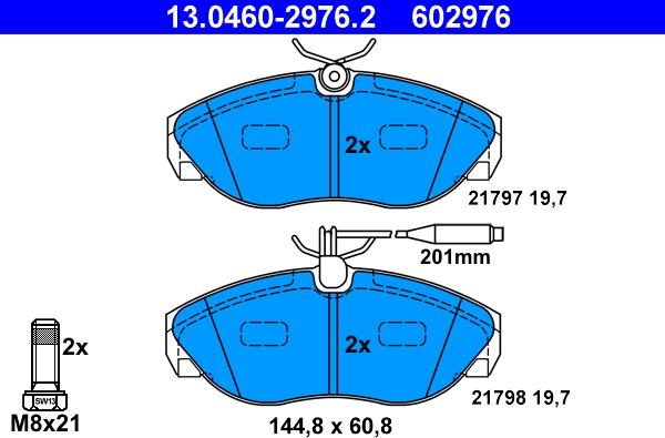 ATE 13.0460-2976.2 - Sada brzdových platničiek kotúčovej brzdy parts5.com