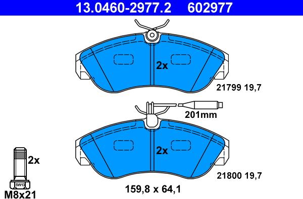 ATE 13.0460-2977.2 - Sada brzdových platničiek kotúčovej brzdy parts5.com