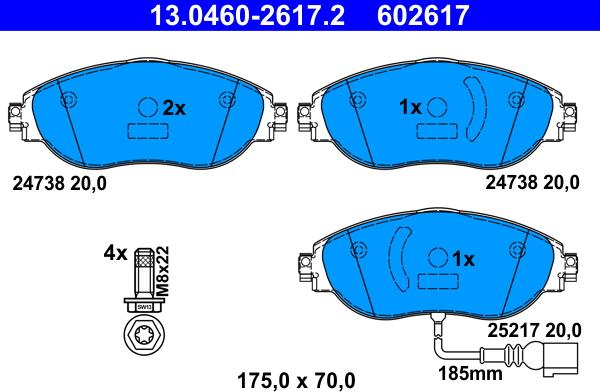 ATE 13.0460-2617.2 - Set placute frana,frana disc parts5.com