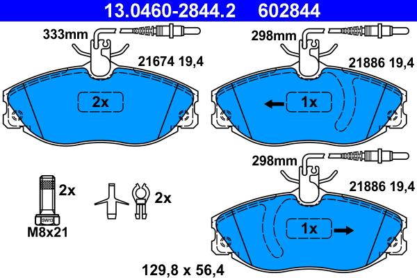 ATE 13.0460-2844.2 - Set placute frana,frana disc parts5.com