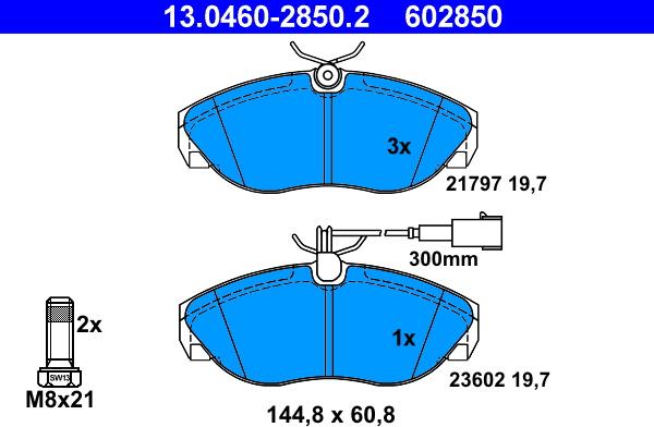 ATE 13.0460-2850.2 - Sada brzdových platničiek kotúčovej brzdy parts5.com