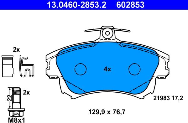 ATE 13.0460-2853.2 - Brake Pad Set, disc brake parts5.com