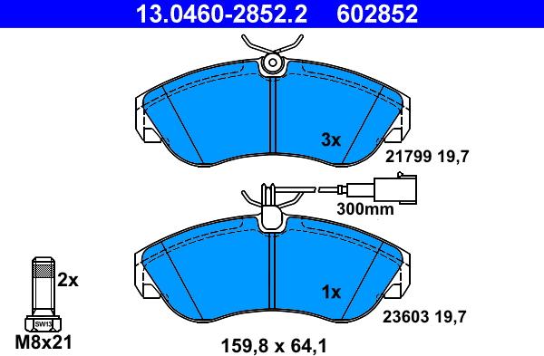 ATE 13.0460-2852.2 - Sada brzdových platničiek kotúčovej brzdy parts5.com