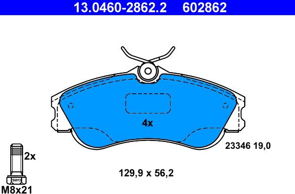 ATE 13.0460-2862.2 - Brake Pad Set, disc brake parts5.com