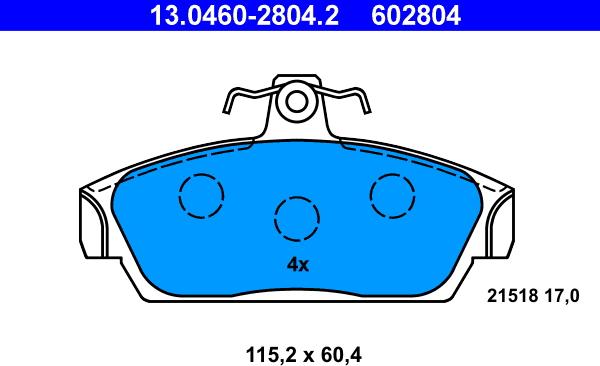 ATE 13.0460-2804.2 - Set placute frana,frana disc parts5.com